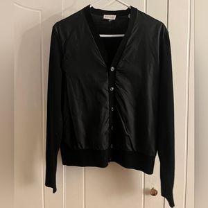 Moncler Black Nylon Wool Combo Cardigan